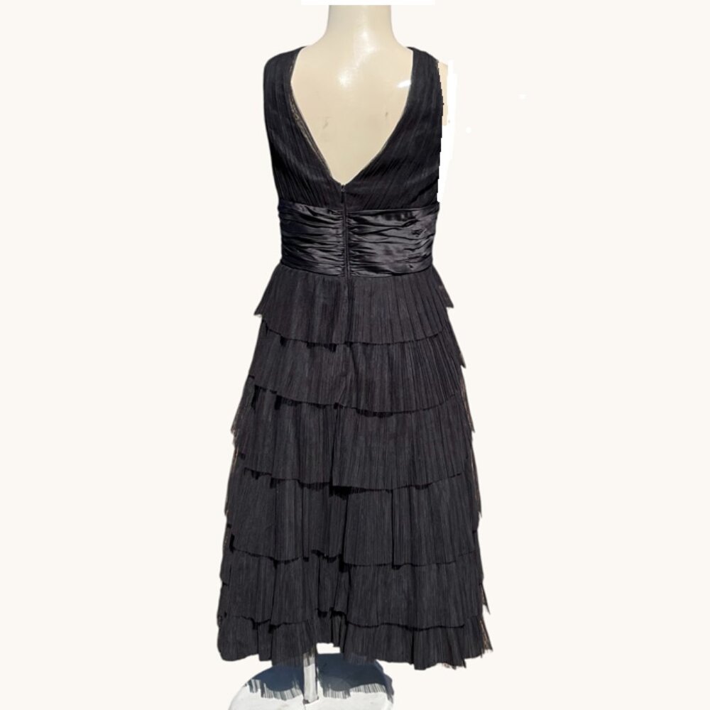 Maggy London Black V-Neck Tiered Ruffle Midi Dress - Picture 5 of 7